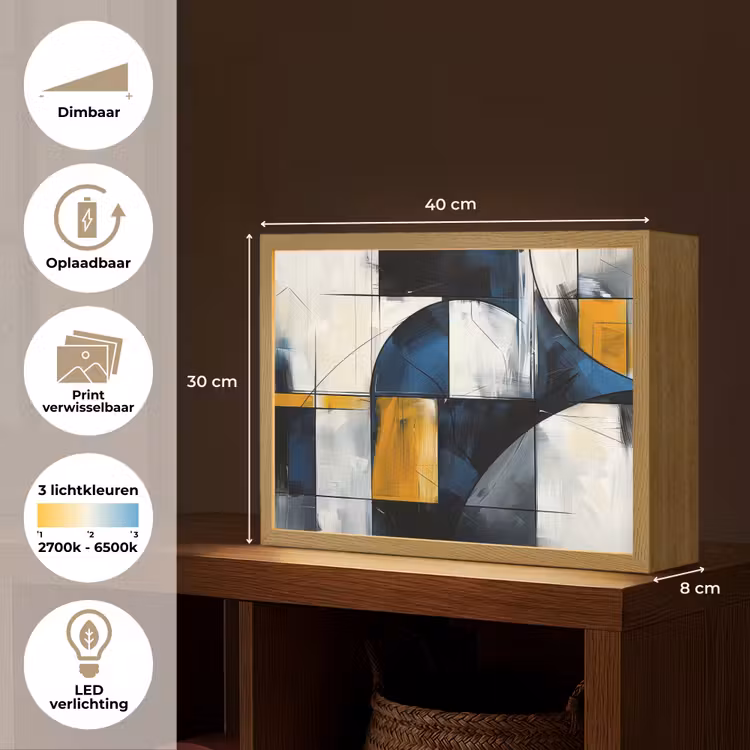 Lightbox - Wandlamp - Abstract - Vormen - Goud - Blauw - Geometrisch — 10