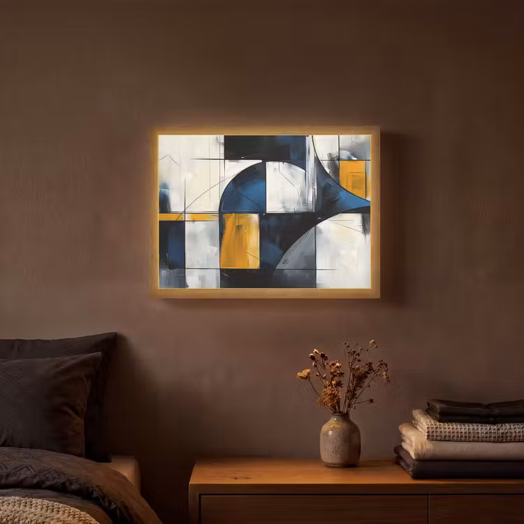 Lightbox - Wandlamp - Abstract - Vormen - Goud - Blauw - Geometrisch — 3
