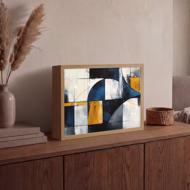Lightbox - Wandlamp - Abstract - Vormen - Goud - Blauw - Geometrisch — 4
