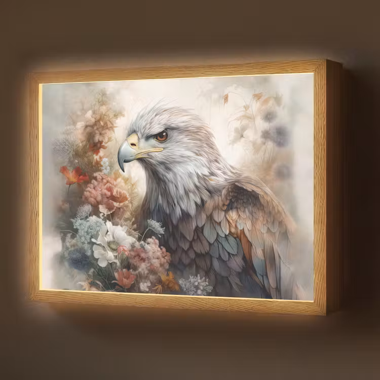 Lightbox - Wandlamp - Arend - Adelaar - Vogel - Bloemen - Natuur — 1