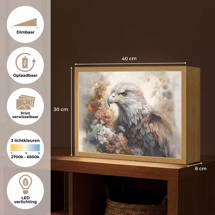 Lightbox - Wandlamp - Arend - Adelaar - Vogel - Bloemen - Natuur — 10