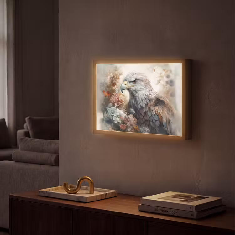 Lightbox - Wandlamp - Arend - Adelaar - Vogel - Bloemen - Natuur — 2