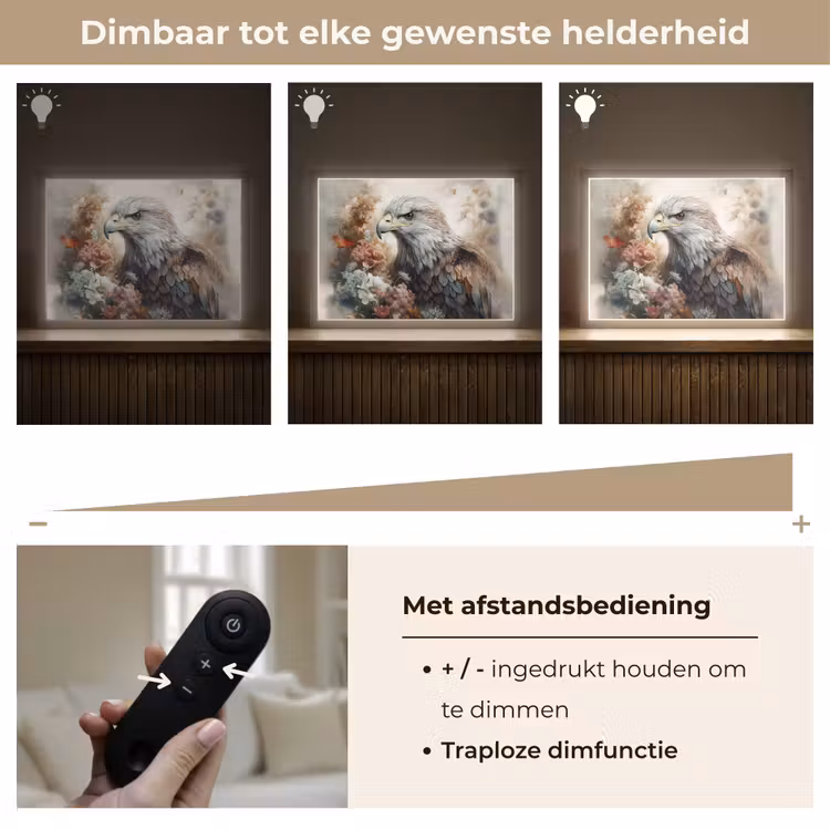 Lightbox - Wandlamp - Arend - Adelaar - Vogel - Bloemen - Natuur — 9