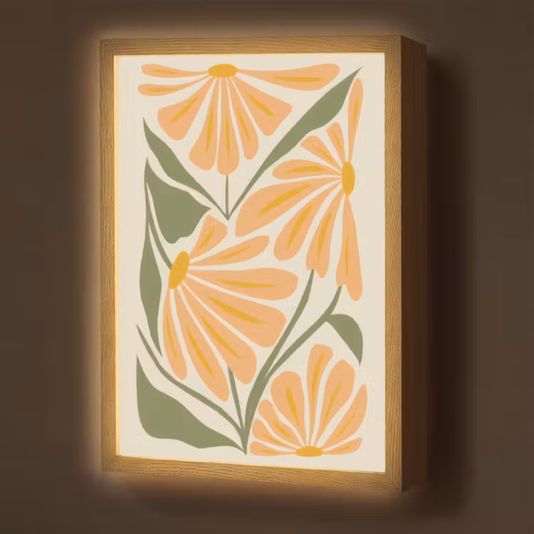 Lightbox - Wandlamp - Blaadjes - Zachtoranje - Bloemen — 1