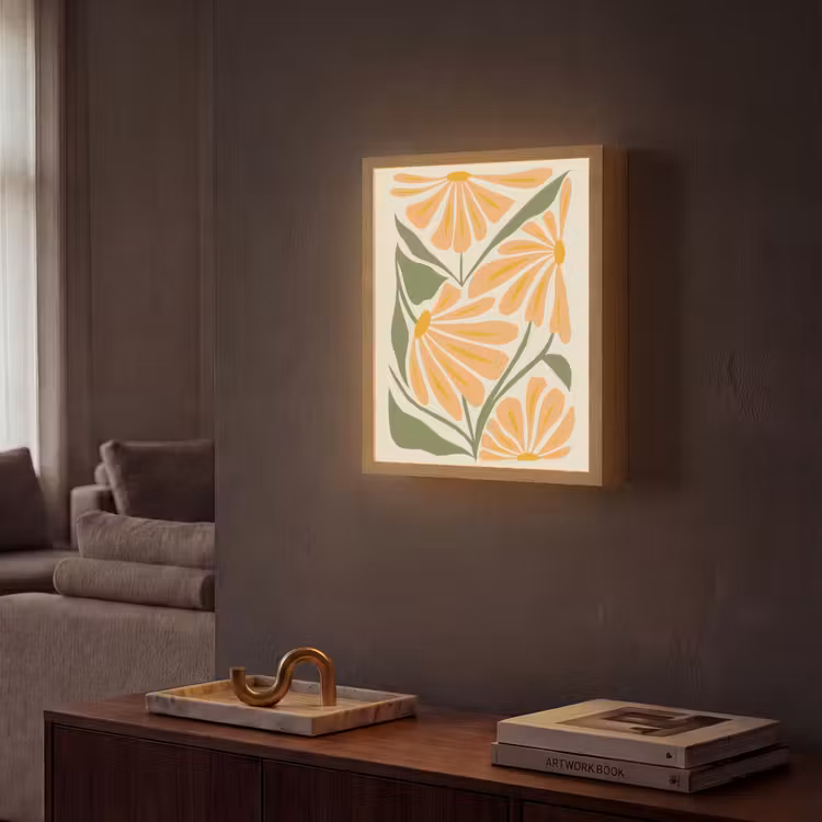 Lightbox - Wandlamp - Blaadjes - Zachtoranje - Bloemen — 2