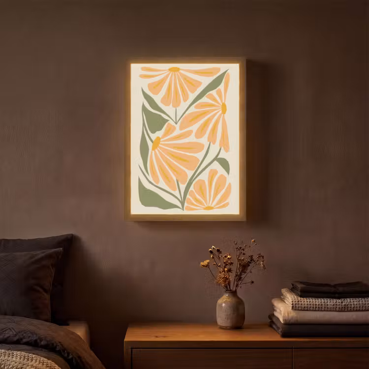 Lightbox - Wandlamp - Blaadjes - Zachtoranje - Bloemen — 3