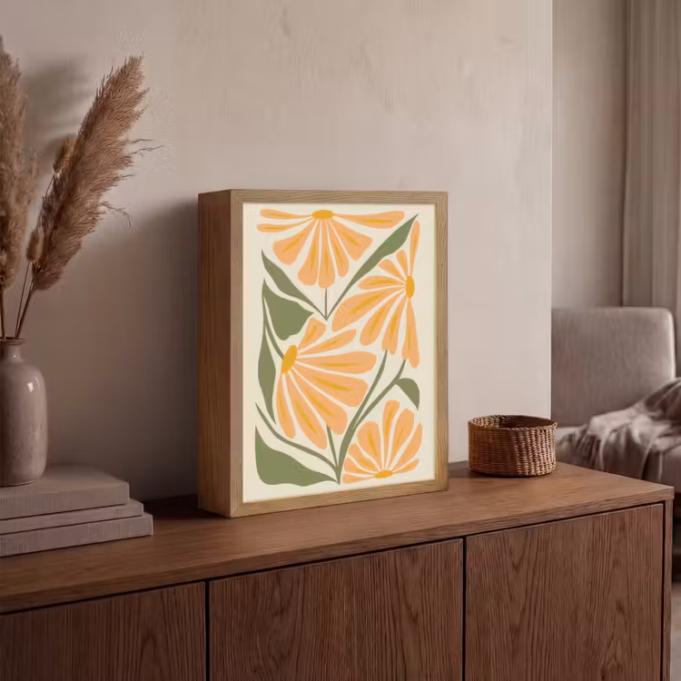 Lightbox - Wandlamp - Blaadjes - Zachtoranje - Bloemen — 4