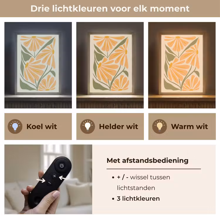 Lightbox - Wandlamp - Blaadjes - Zachtoranje - Bloemen — 7