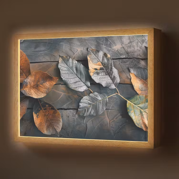 Lightbox - Wandlamp - Bladeren - Herfst - Grijs - Natuur — 1
