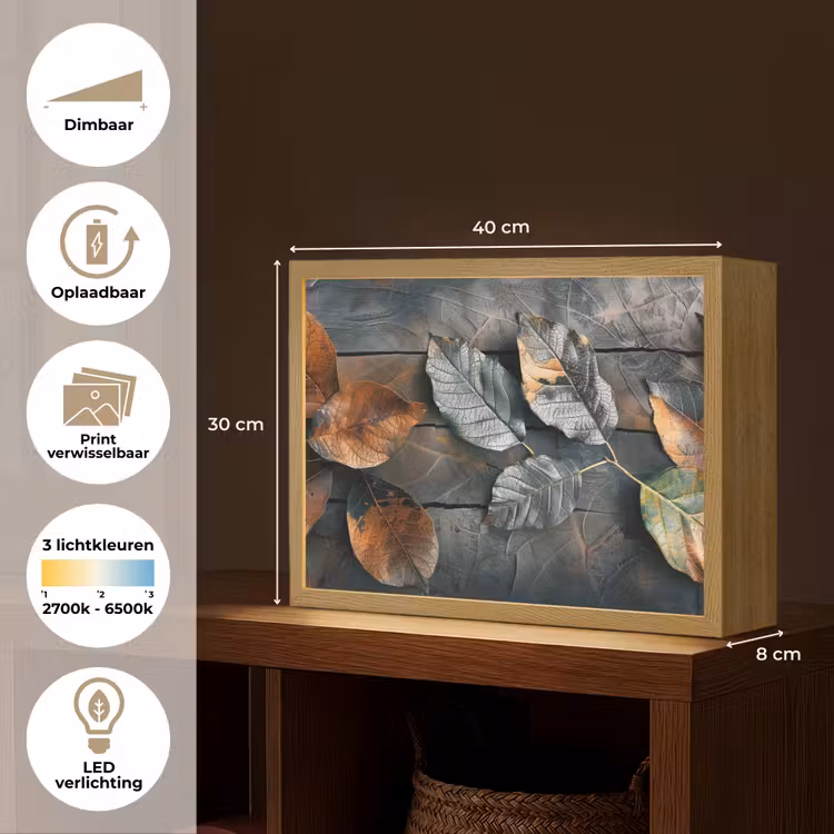 Lightbox - Wandlamp - Bladeren - Herfst - Grijs - Natuur — 10
