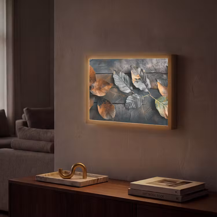 Lightbox - Wandlamp - Bladeren - Herfst - Grijs - Natuur — 2