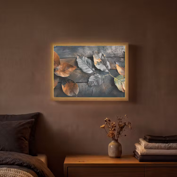 Lightbox - Wandlamp - Bladeren - Herfst - Grijs - Natuur — 3