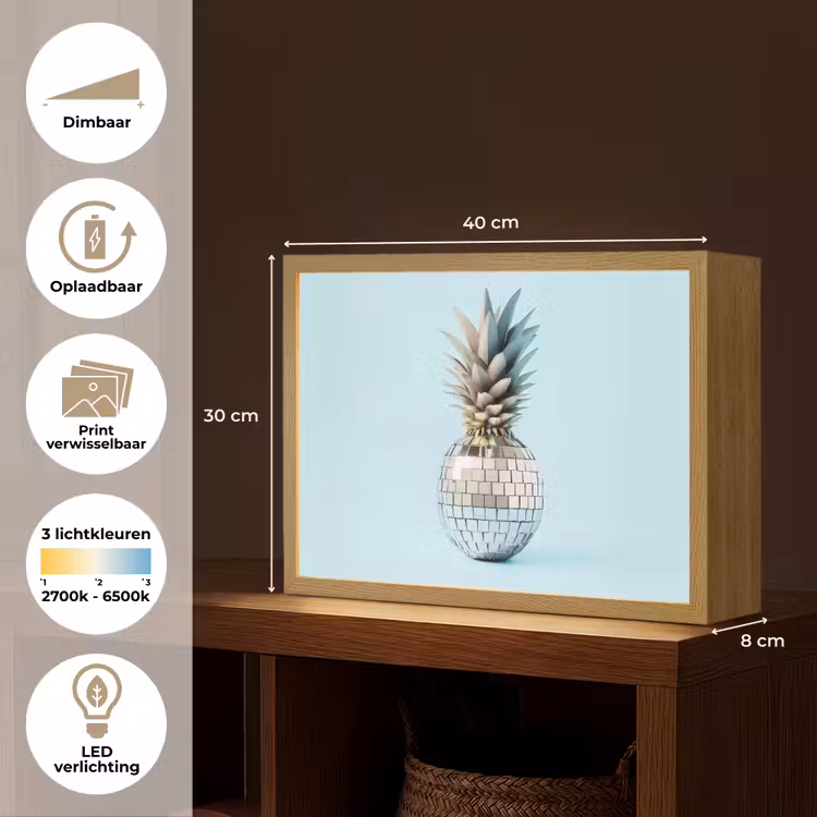 Lightbox - Wandlamp - Blauw - Ananas - Disco - Discobal — 10