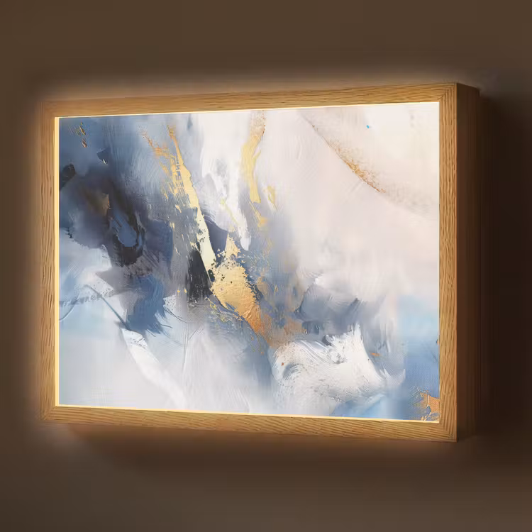 Lightbox - Wandlamp - Blauw - Modern - Marmer - Abstract - Goud — 1