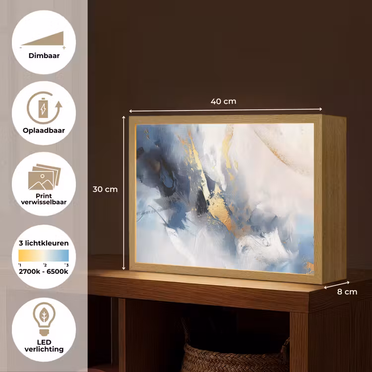 Lightbox - Wandlamp - Blauw - Modern - Marmer - Abstract - Goud — 10