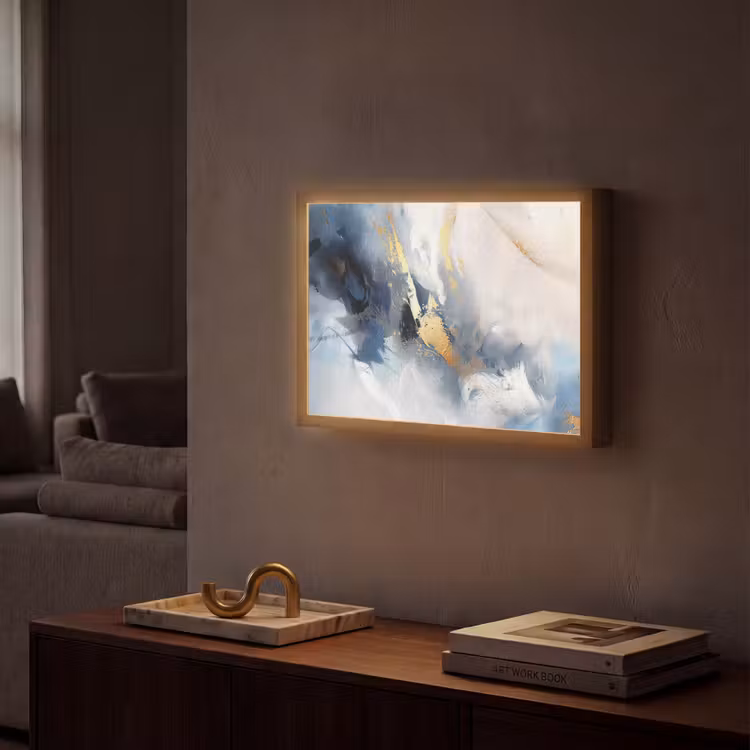 Lightbox - Wandlamp - Blauw - Modern - Marmer - Abstract - Goud — 2