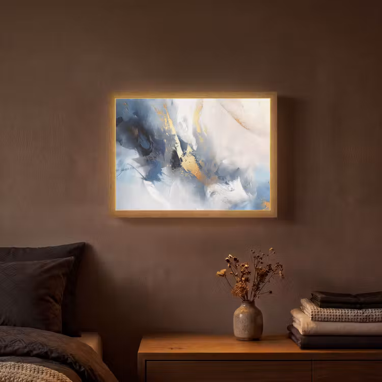 Lightbox - Wandlamp - Blauw - Modern - Marmer - Abstract - Goud — 3