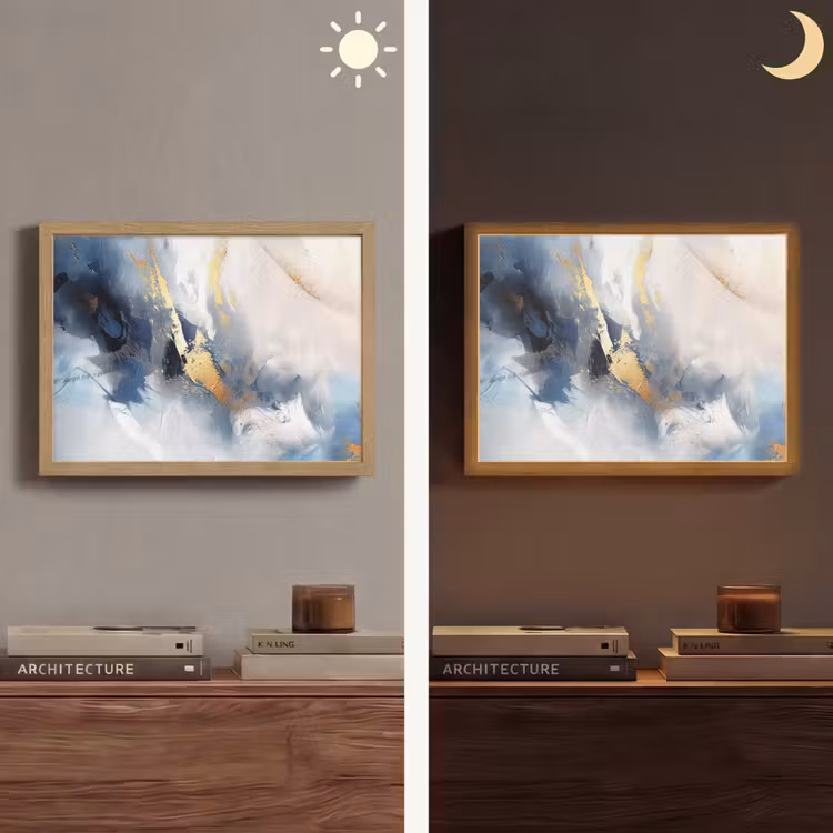 Lightbox - Wandlamp - Blauw - Modern - Marmer - Abstract - Goud — 6