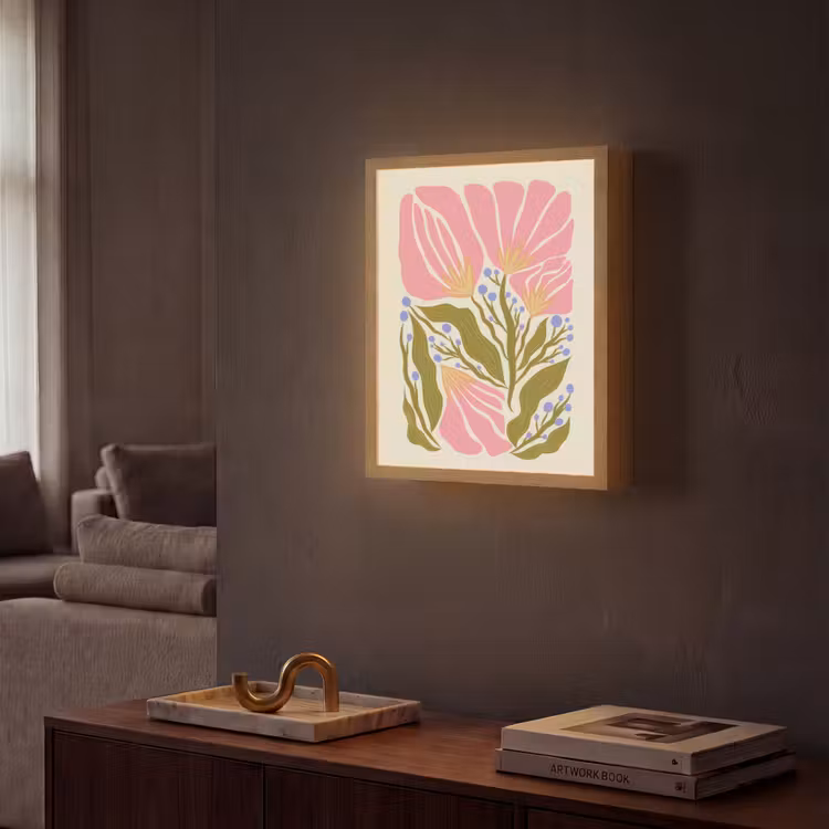 Lightbox - Wandlamp - Bloemen - Bladeren - Abstract - Roze — 2