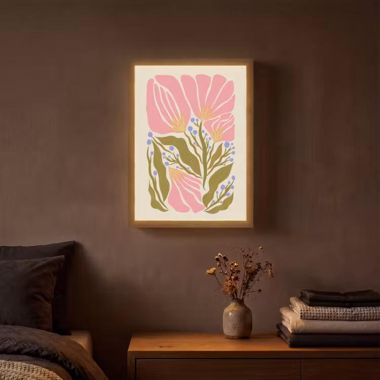 Lightbox - Wandlamp - Bloemen - Bladeren - Abstract - Roze — 3