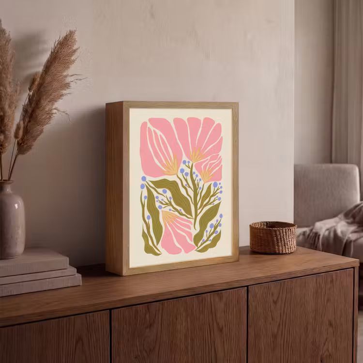 Lightbox - Wandlamp - Bloemen - Bladeren - Abstract - Roze — 4