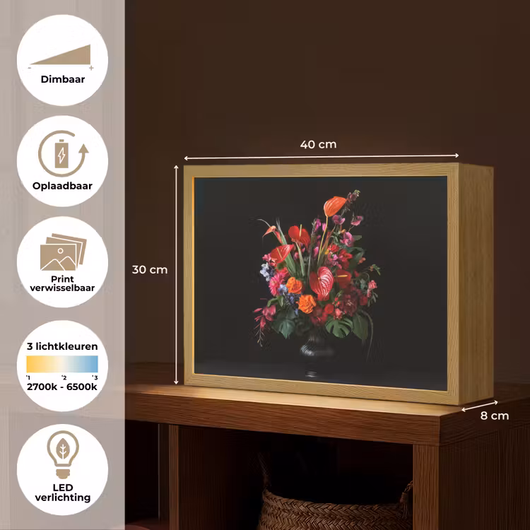 Lightbox - Wandlamp - Bloemen - Boeket - Sierlijk — 10