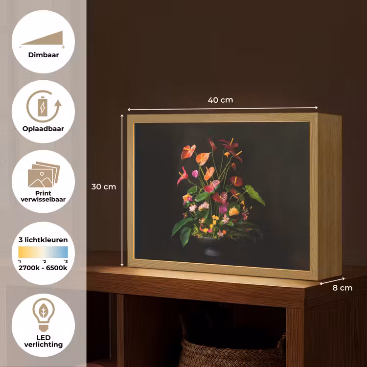 Lightbox - Wandlamp - Bloemen - Vaas - Kleurrijk — 10