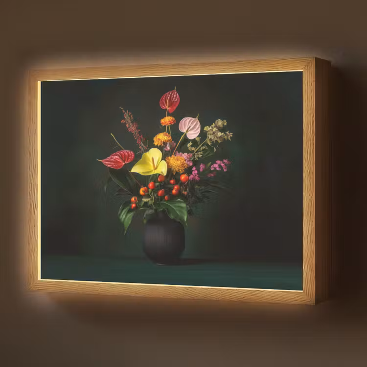 Lightbox - Wandlamp - Bloemen - Vaas - Zwart — 1