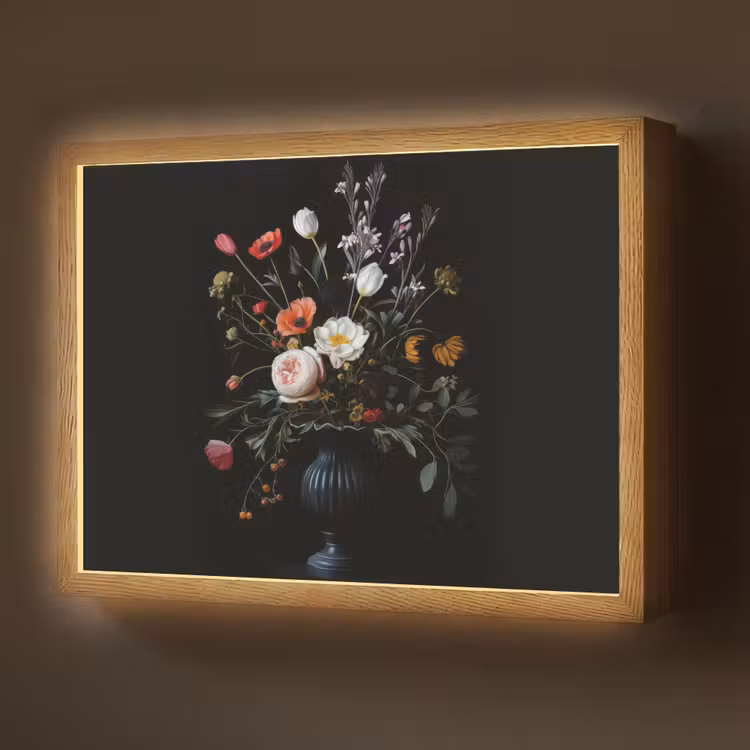 Lightbox - Wandlamp - Bloemstuk - Vaas - Zwart — 1