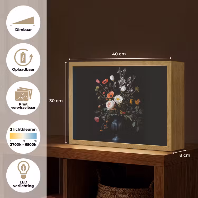 Lightbox - Wandlamp - Bloemstuk - Vaas - Zwart — 10