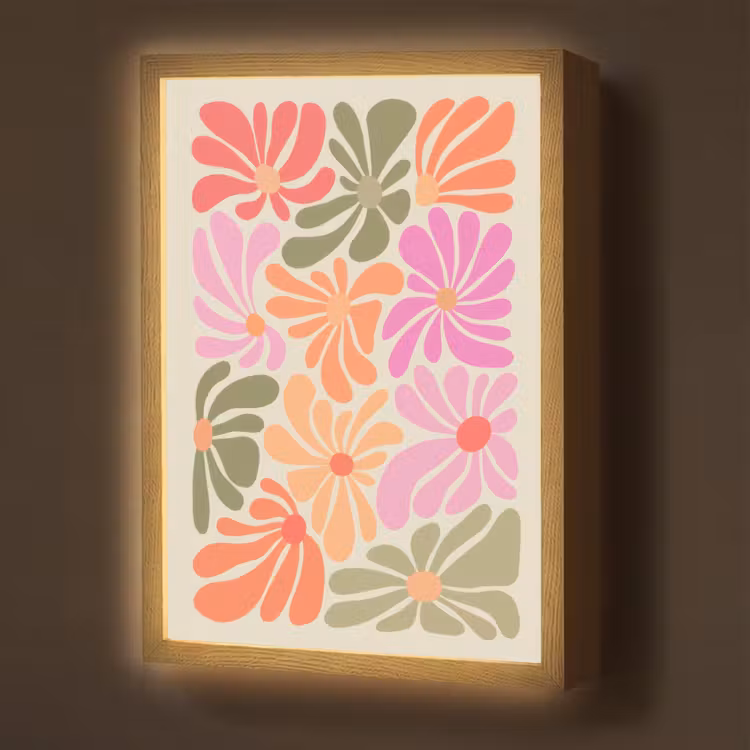 Lightbox - Wandlamp - Bloemvormen - Retro - Kleurrijk — 1