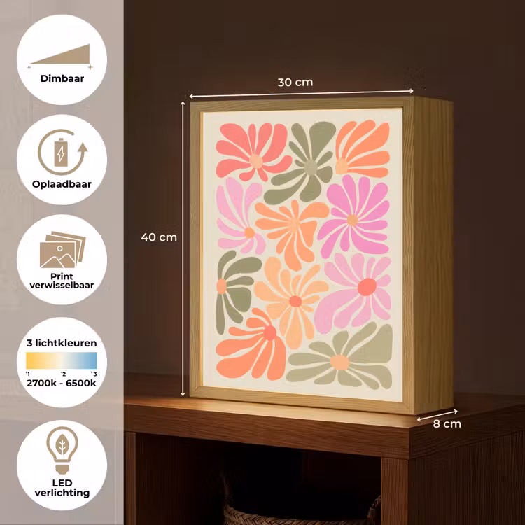 Lightbox - Wandlamp - Bloemvormen - Retro - Kleurrijk — 9
