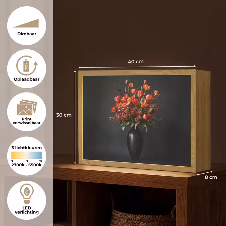 Lightbox - Wandlamp - Boeket - Tulpen - Vaas - Rood — 10