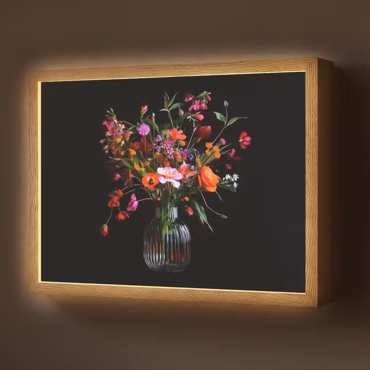 Lightbox - Wandlamp - Boeket - Veldbloemen - Vaas — 1
