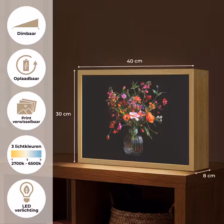 Lightbox - Wandlamp - Boeket - Veldbloemen - Vaas — 10
