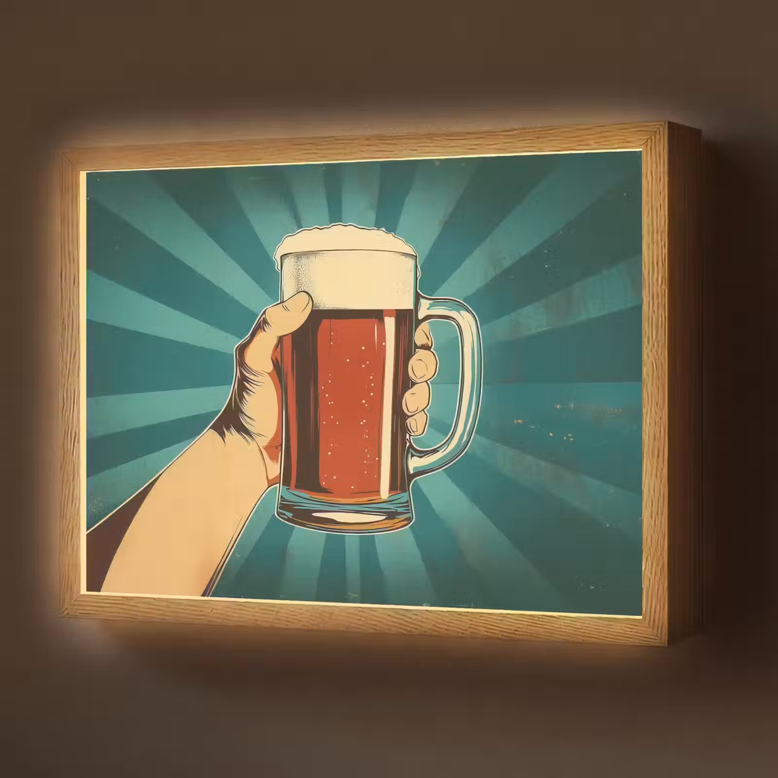 Lightbox - Wandlamp - Bierglas - Schuim - Retro - Groen — 1
