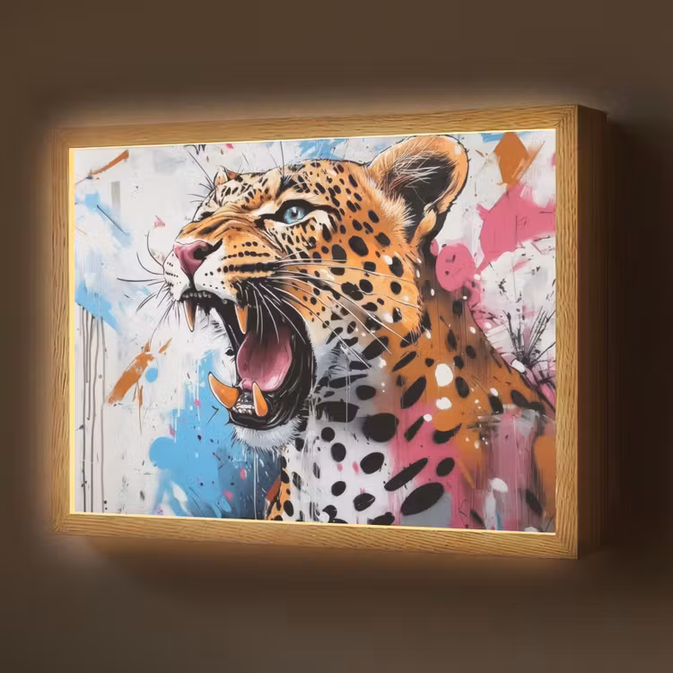 Lightbox - Wandlamp - Abstract - Luipaard - Kleurrijk — 1