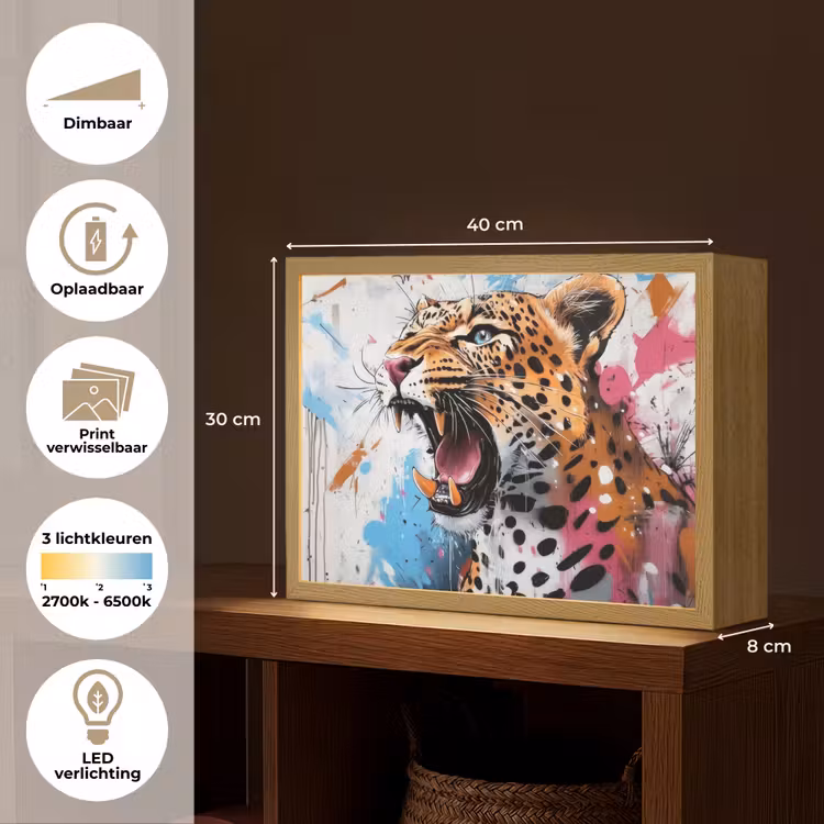 Lightbox - Wandlamp - Abstract - Luipaard - Kleurrijk — 10