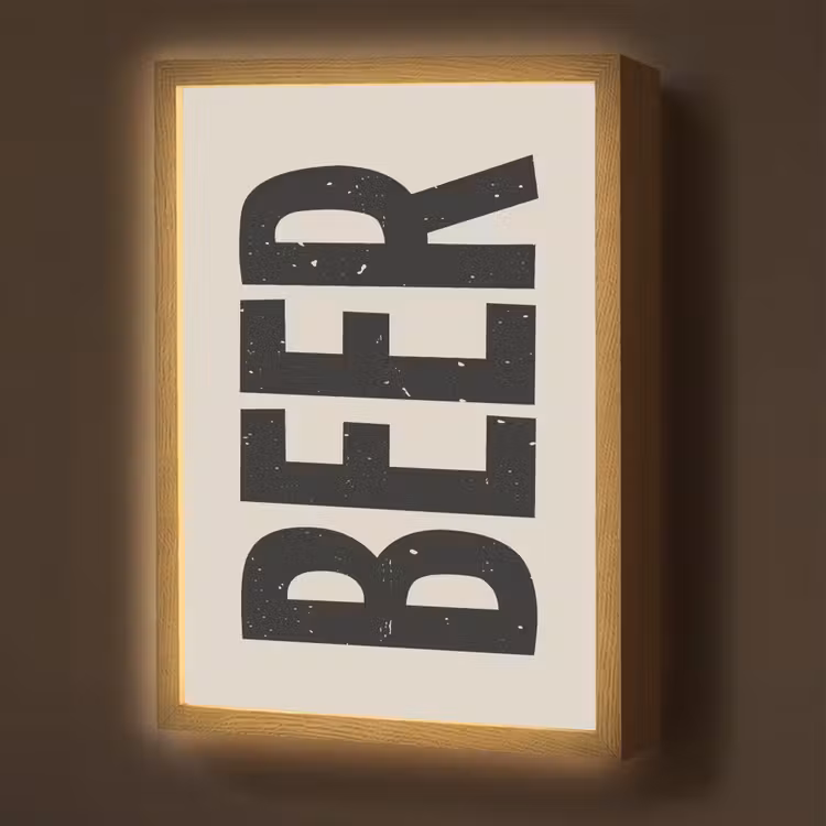Lightbox - Wandlamp - Beer - Vintage - Zwart - Beige — 1