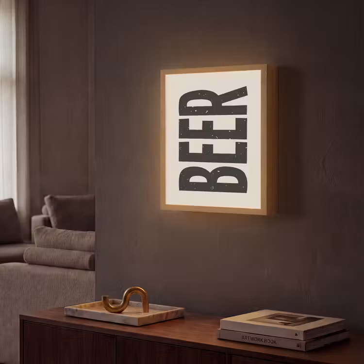 Lightbox - Wandlamp - Beer - Vintage - Zwart - Beige — 2
