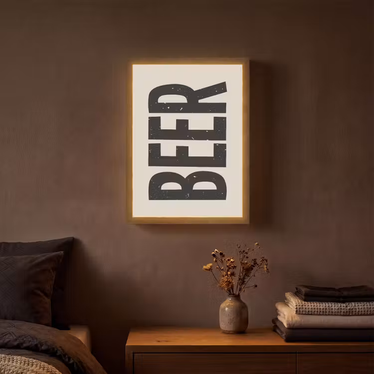 Lightbox - Wandlamp - Beer - Vintage - Zwart - Beige — 3