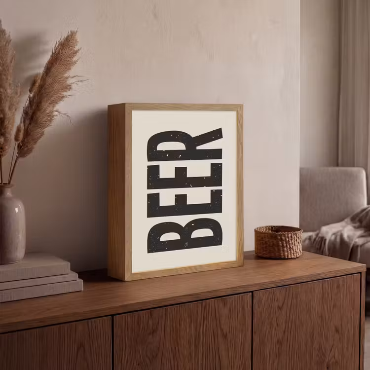 Lightbox - Wandlamp - Beer - Vintage - Zwart - Beige — 4