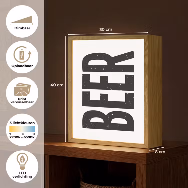 Lightbox - Wandlamp - Bier - Japandi - Decoratie - Zwart — 9