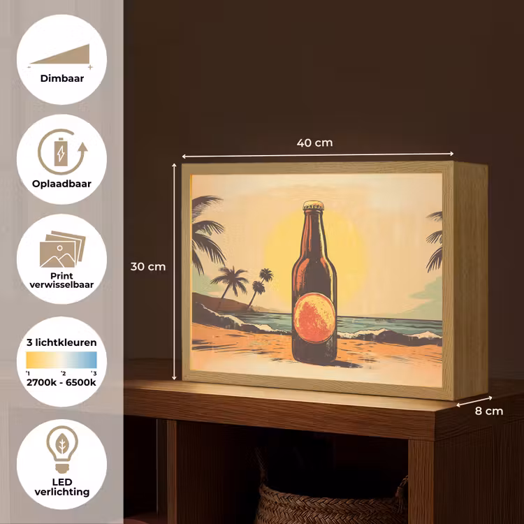Lightbox - Wandlamp - Bierfles - Zonsondergang - Palmbomen - Zee — 10