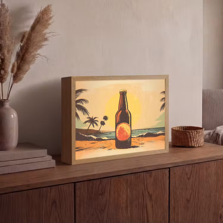 Lightbox - Wandlamp - Bierfles - Zonsondergang - Palmbomen - Zee — 4