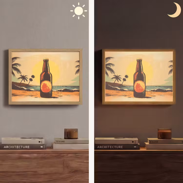 Lightbox - Wandlamp - Bierfles - Zonsondergang - Palmbomen - Zee — 6