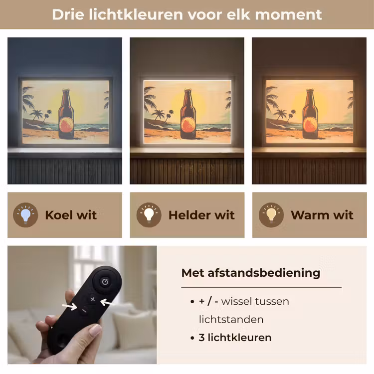 Lightbox - Wandlamp - Bierfles - Zonsondergang - Palmbomen - Zee — 8