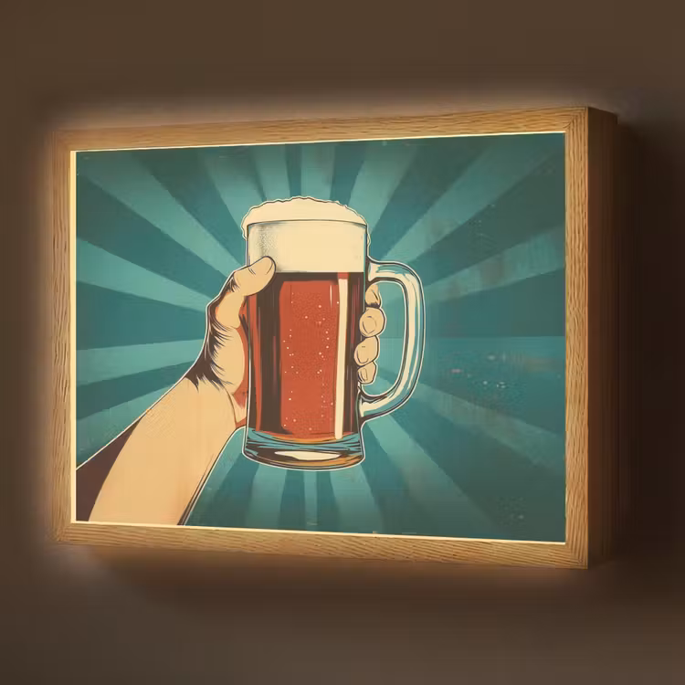 Lightbox - Wandlamp - Bierglas - Schuim - Retro - Groen — 1