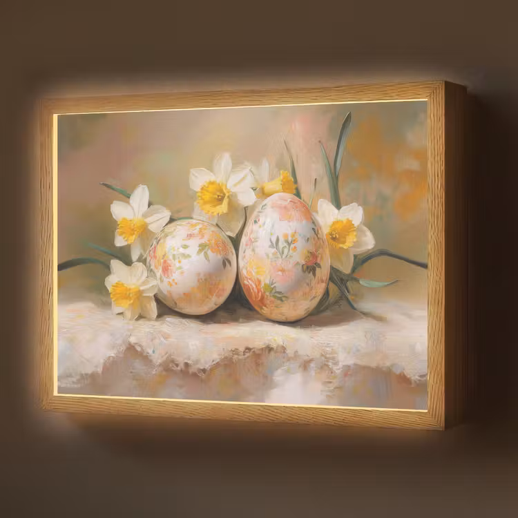 Lightbox - Wandlamp - Bloemen - Eieren - Geschilderd — 1