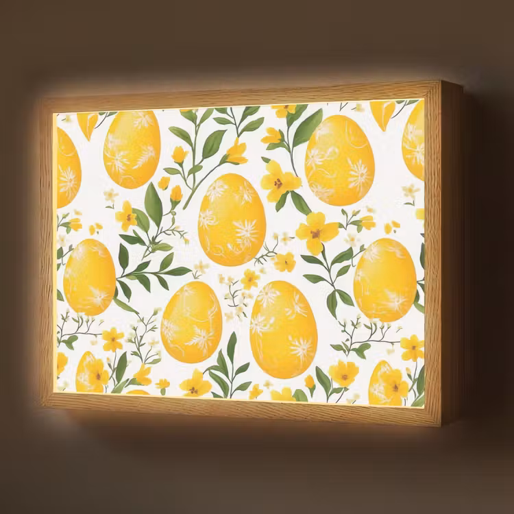 Lightbox - Wandlamp - Bloemen - Paaseieren - Geel — 1